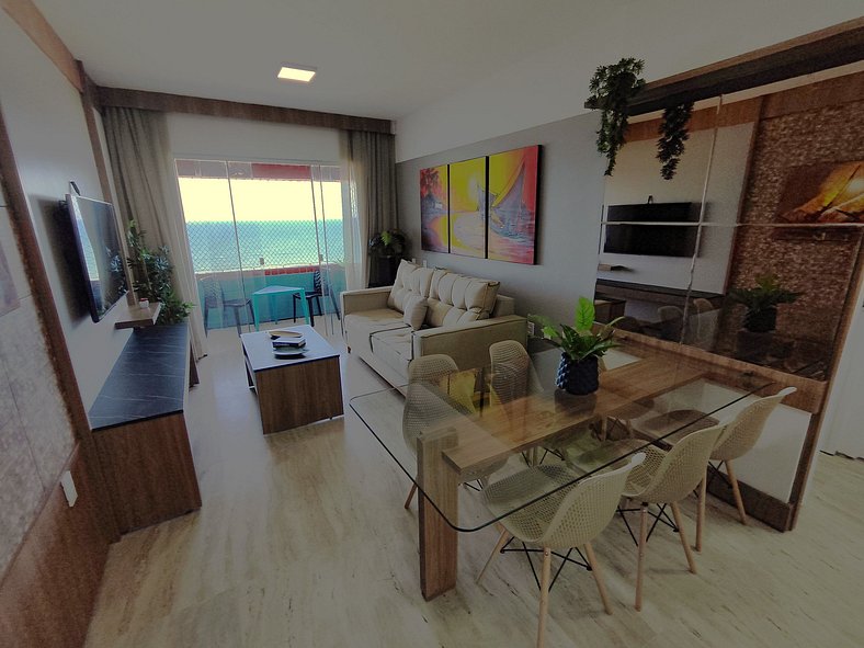 Belo apartamento projetado e vista total mar !